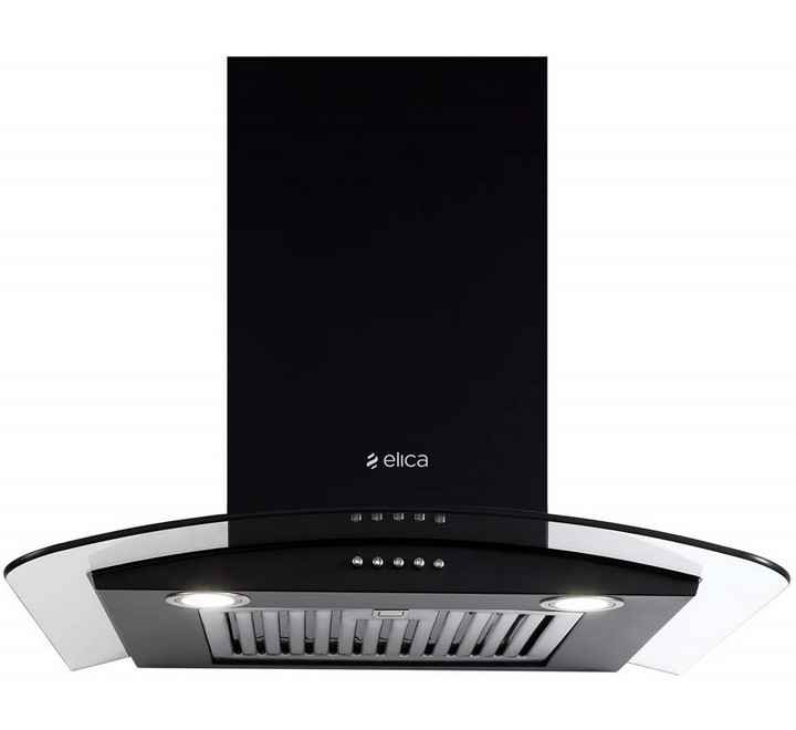 Elica GLACE SF ETB PLUS LTW 60 NERO PB LED with Installation Kit Included Wall Mounted Chimney  (Black 1220 CMH GLACESFETB+LTW60NERO)